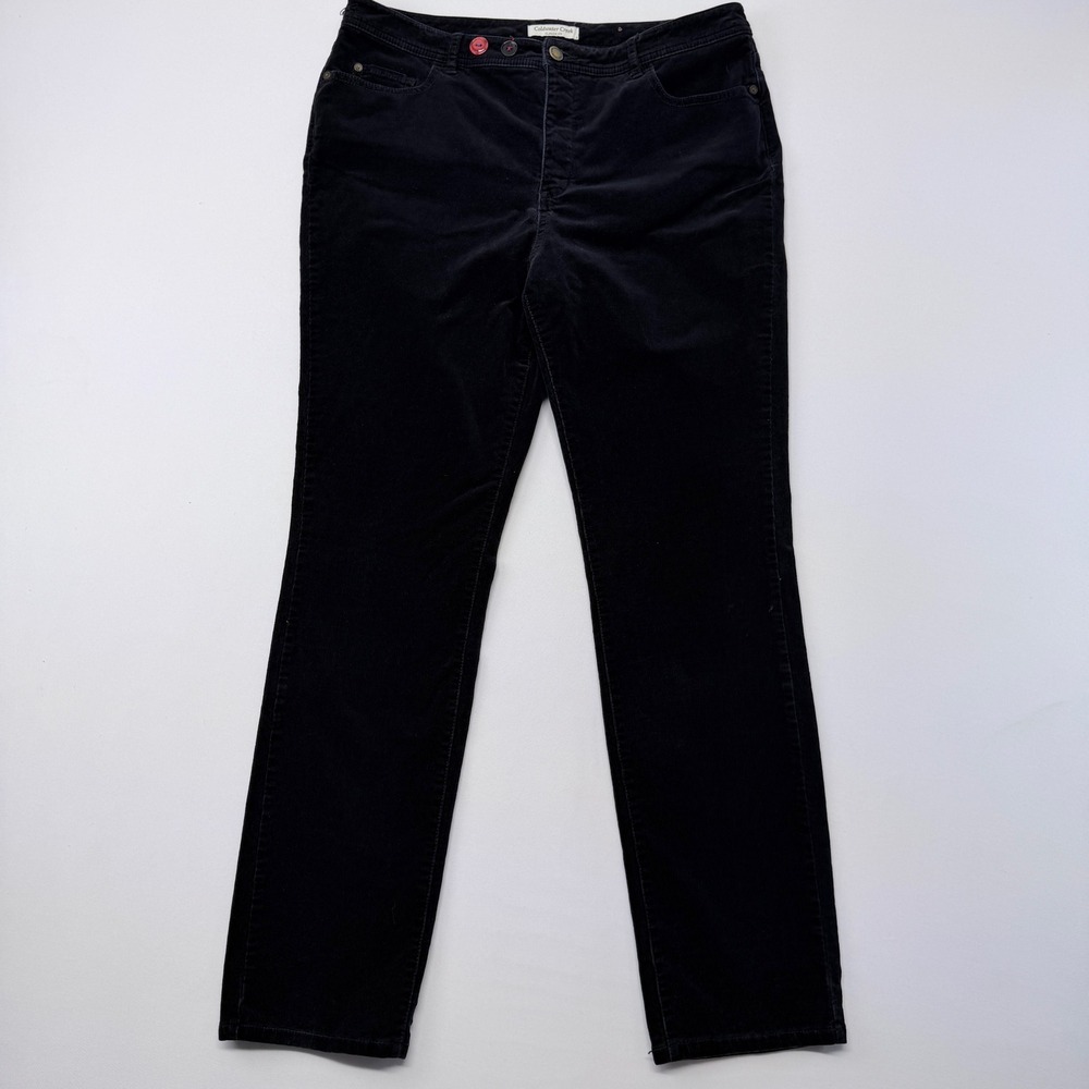 Coldwater Creek Navy Blue Corduroy Pants Womens 14 Classic Fit Straight Leg